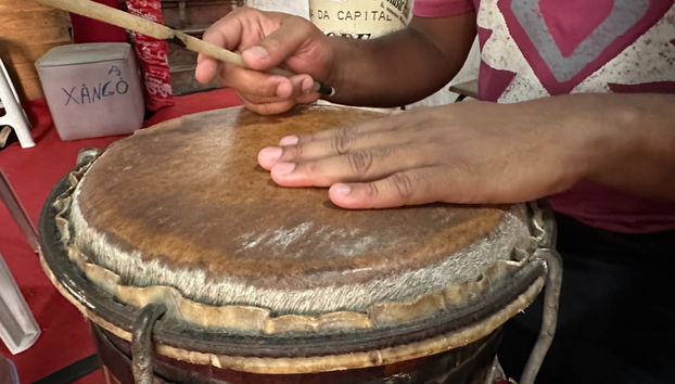 During the percussion class