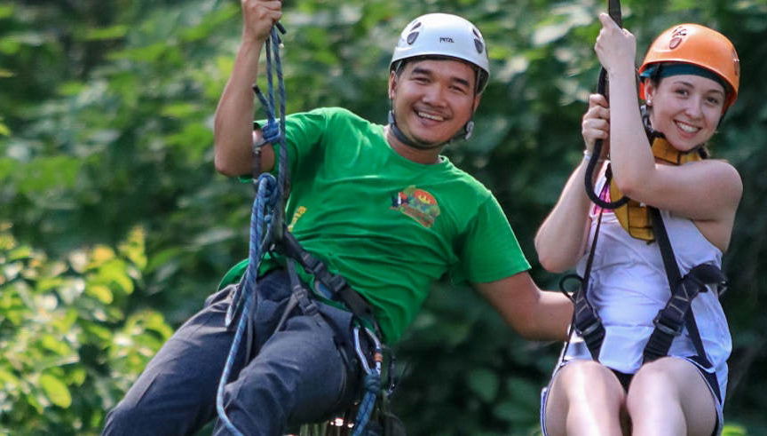 Tirolina en el Parque Arqueológico de Angkor