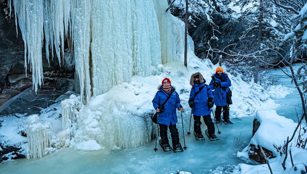 Enjoying the snowshoeing trip