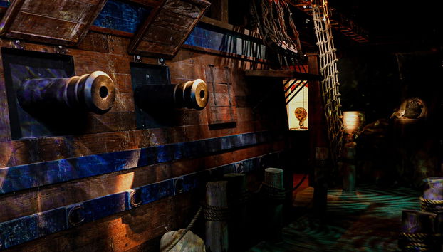 Contemplando um conjunto de canhões piratas