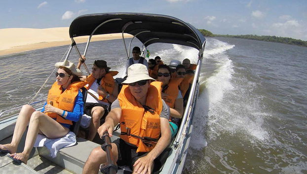 Enjoying the speedboat trip