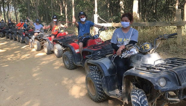 Driving the quad bikes