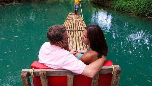 Romantic bamboo raft ride