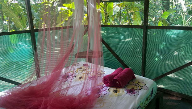 Você pode passar a noite em uma cabana rústica.