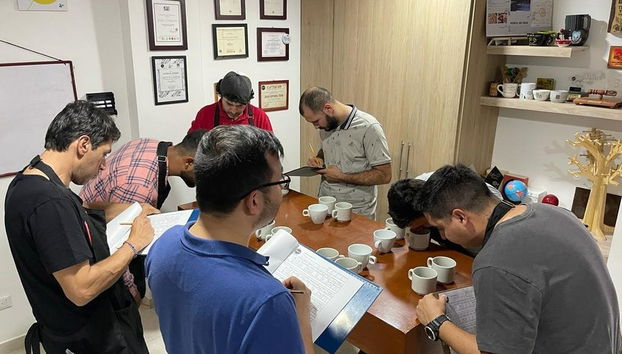 Durante el taller de café