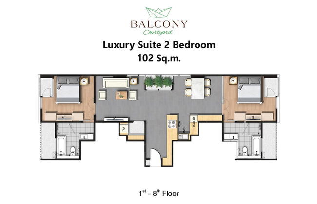 Balcony Courtyard Sriracha Hotel Serviced Apartmen - Foto 35