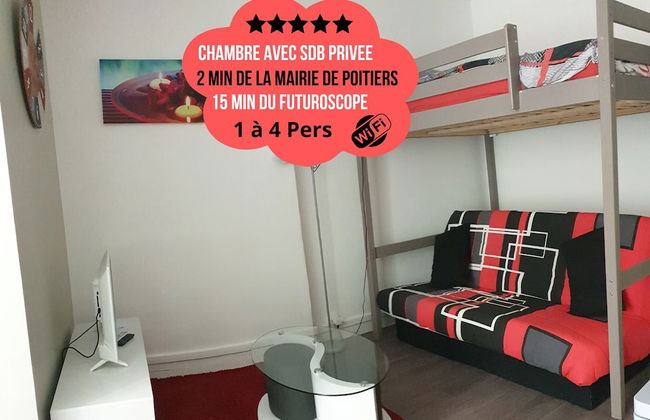 Poitiers Rabelais Chambres Quatro SDB - Foto 3